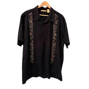 The Havarera Co. Mens Shirt XXL Black with Rose Design-Vintage